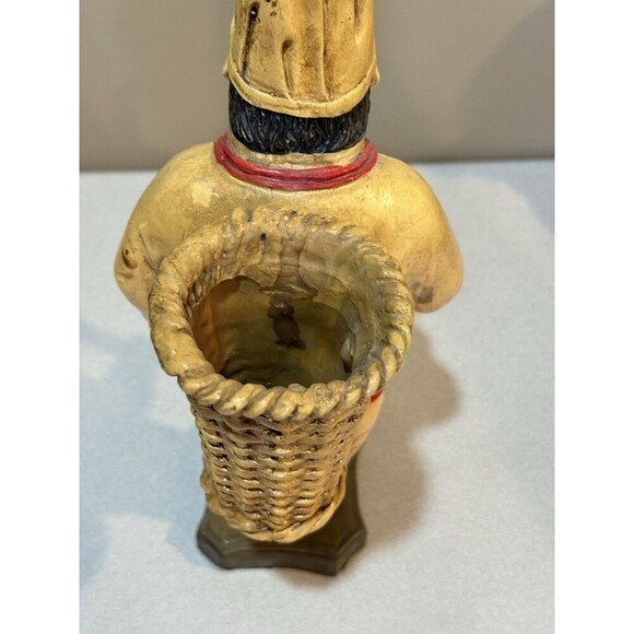 Vintage Fat Chef 12" Italian Chef Figurine Statue Back Basket & Spoon - Picture 5 of 7